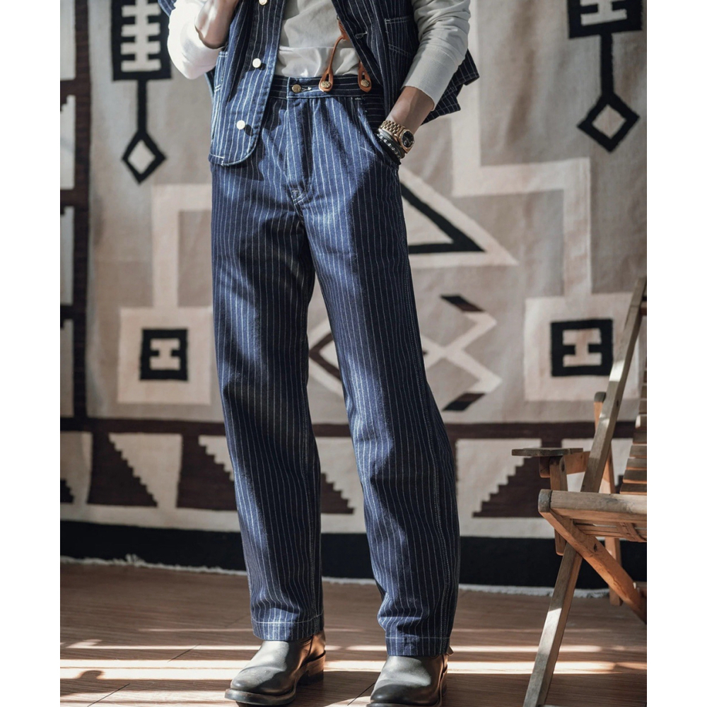 Non Stock W30 1920s Overall Wabash Railway Indigo Denim Work Pants 100%Cotton M - Picture 3 of 13